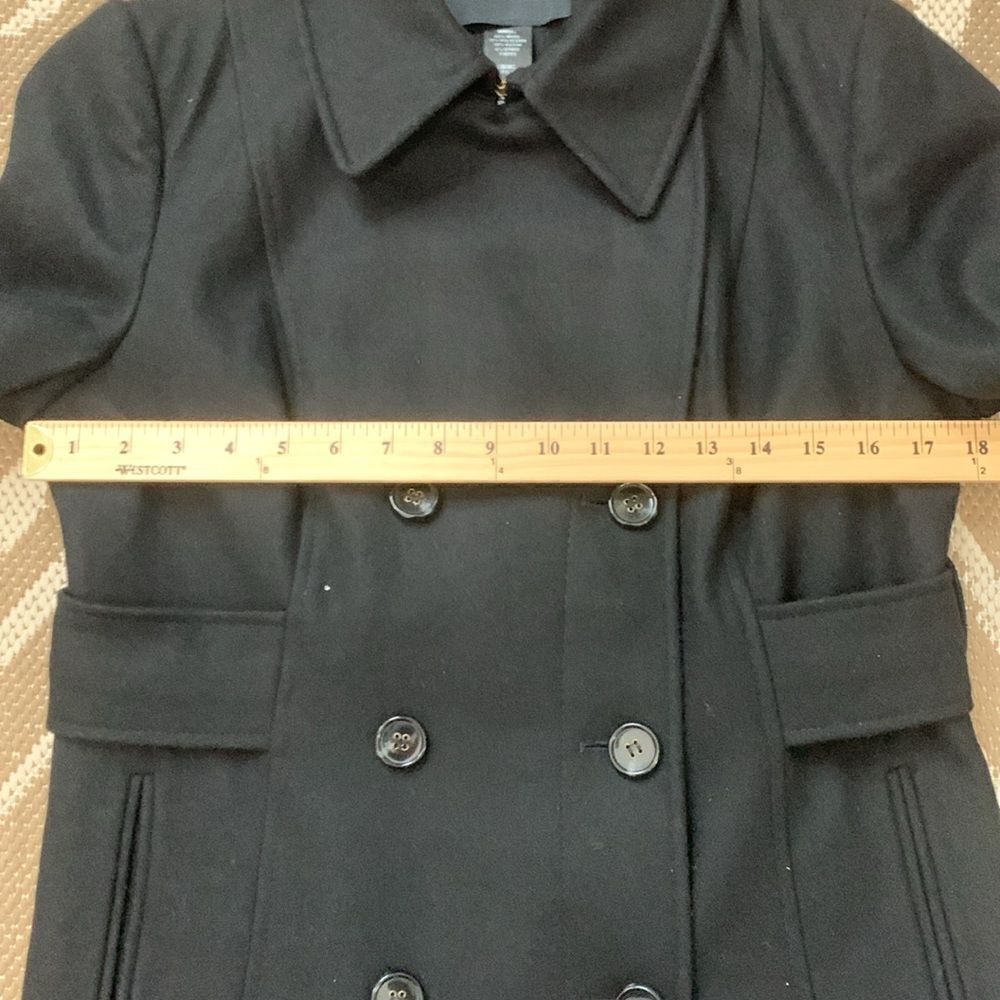 MODA International Black Wool Blend Pea Coat Size Medium Petite - Picture 15 of 16